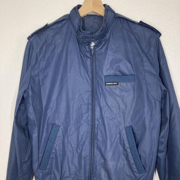 Vintage Members Only Jacket Mens 36 Blue Full Zip Lightweight Bomber 80s Coat - Picture 9 of 15